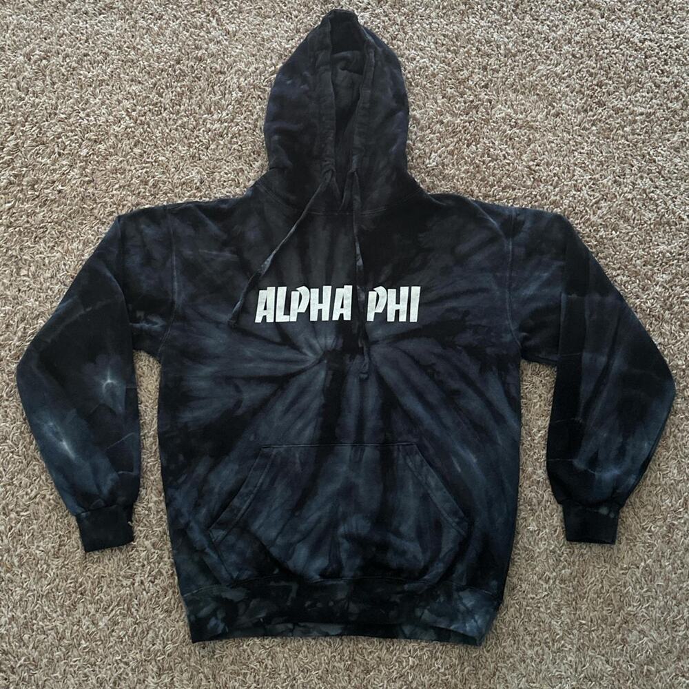 Alpha Phi Black Tie Dye Hoodie